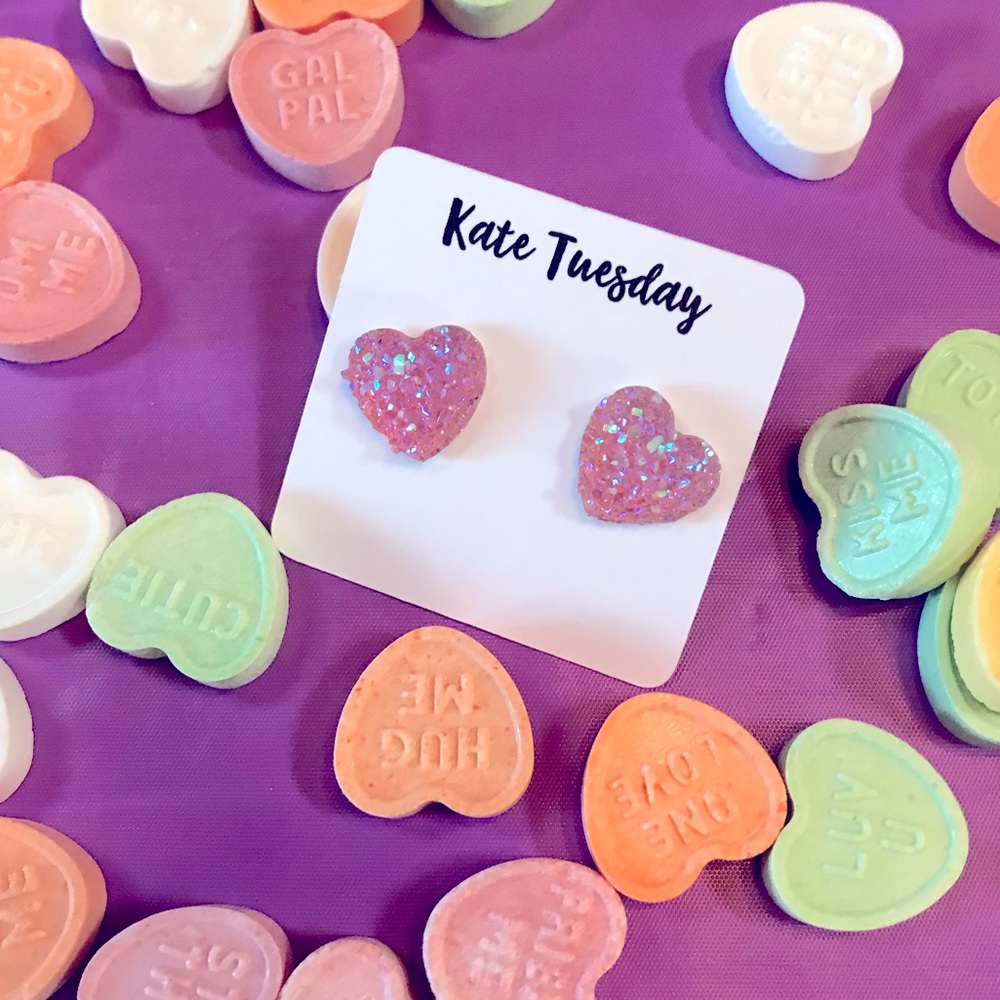 Pink Glitter Earrings